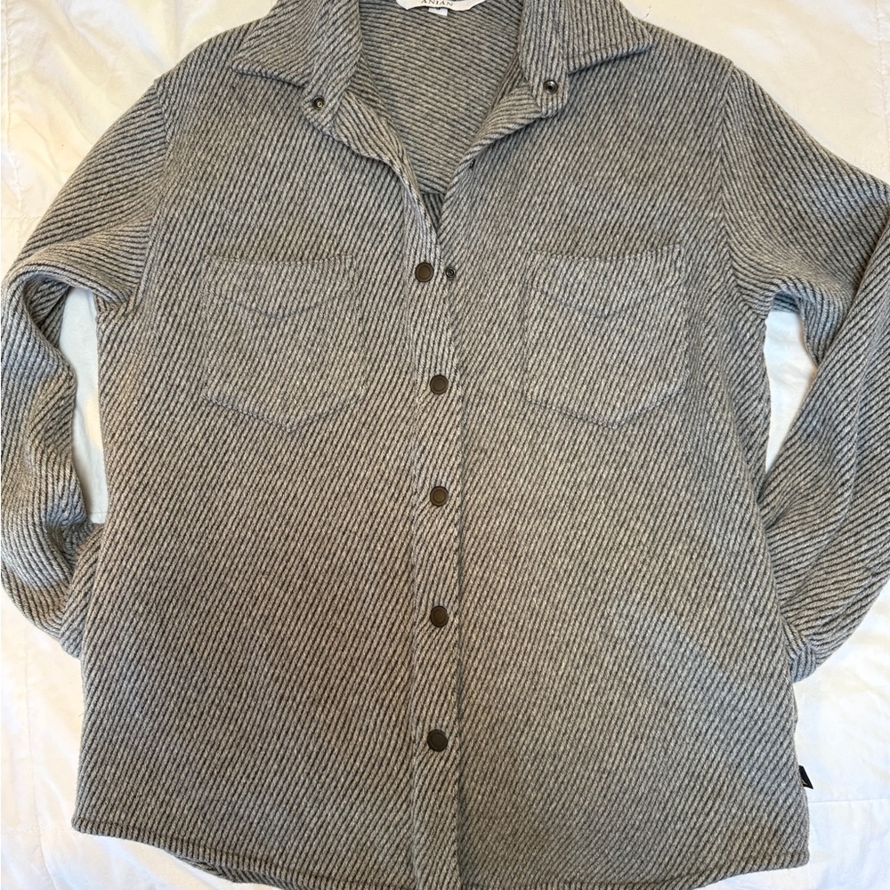 ANIAN WOOL Striped snap Button-Up Shirt